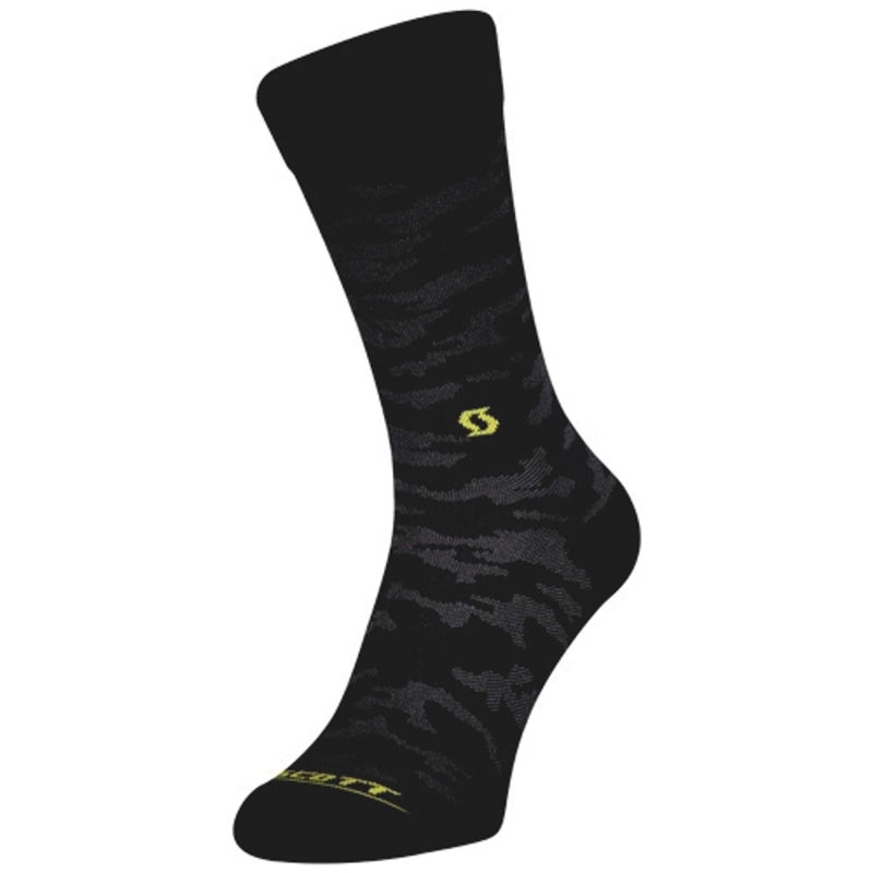 Scott Trail Camo Crew Socks - Black / Sulphur Yellow