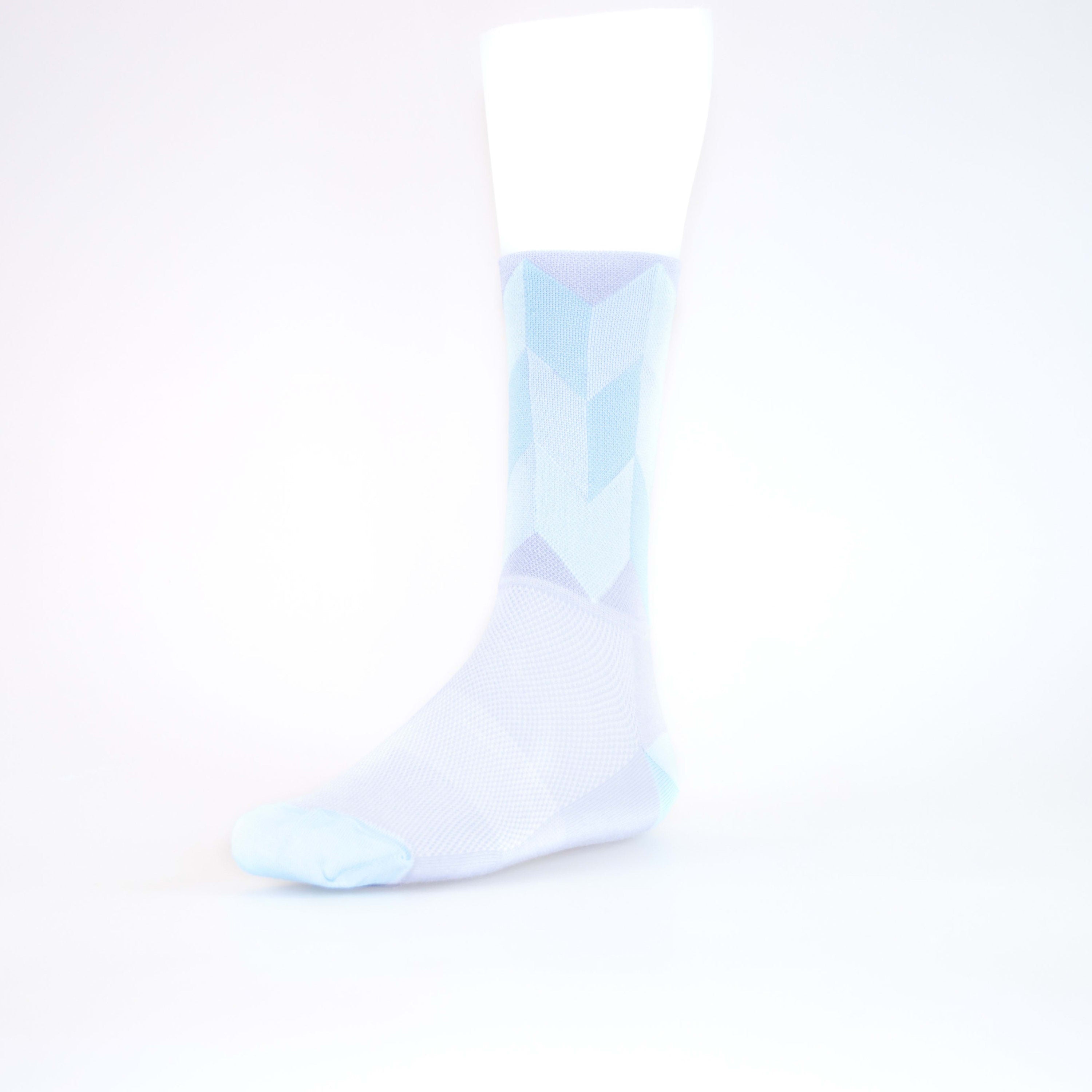 Solo Socks High Chevron Lg/xl Grey-blu - Grey / Blue
