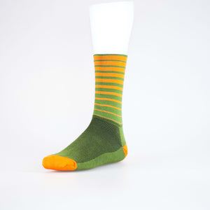 Solo Socks High Stripe Sm/md Olive-ora - Olive / Orange