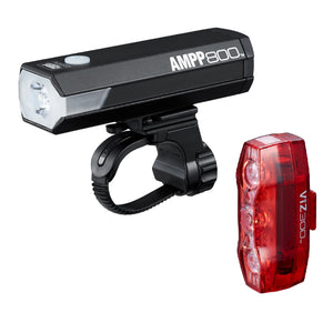 Cateye Ampp 800 Front & Viz 300 Rear Lightset - Black