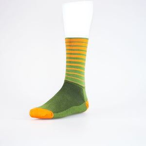 Solo Socks High Stripe Sm/md Olive-ora - Olive / Orange