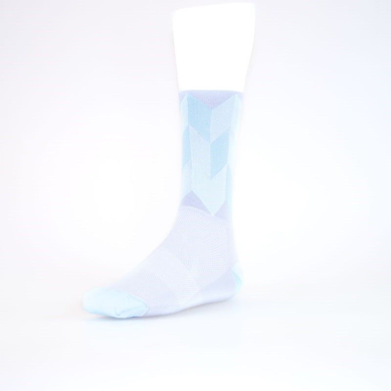 Solo Socks High Chevron Lg/xl Grey-blu - Grey / Blue