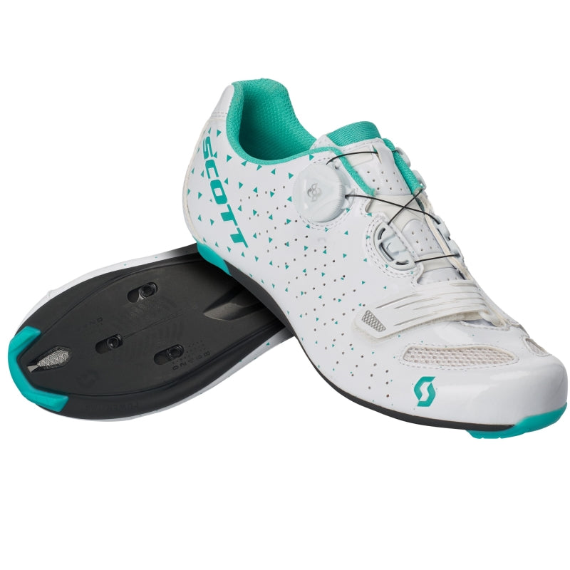 Scott Comp Boa Womens Road Shoes Gloss White Turquoise Blue My Ride NZ