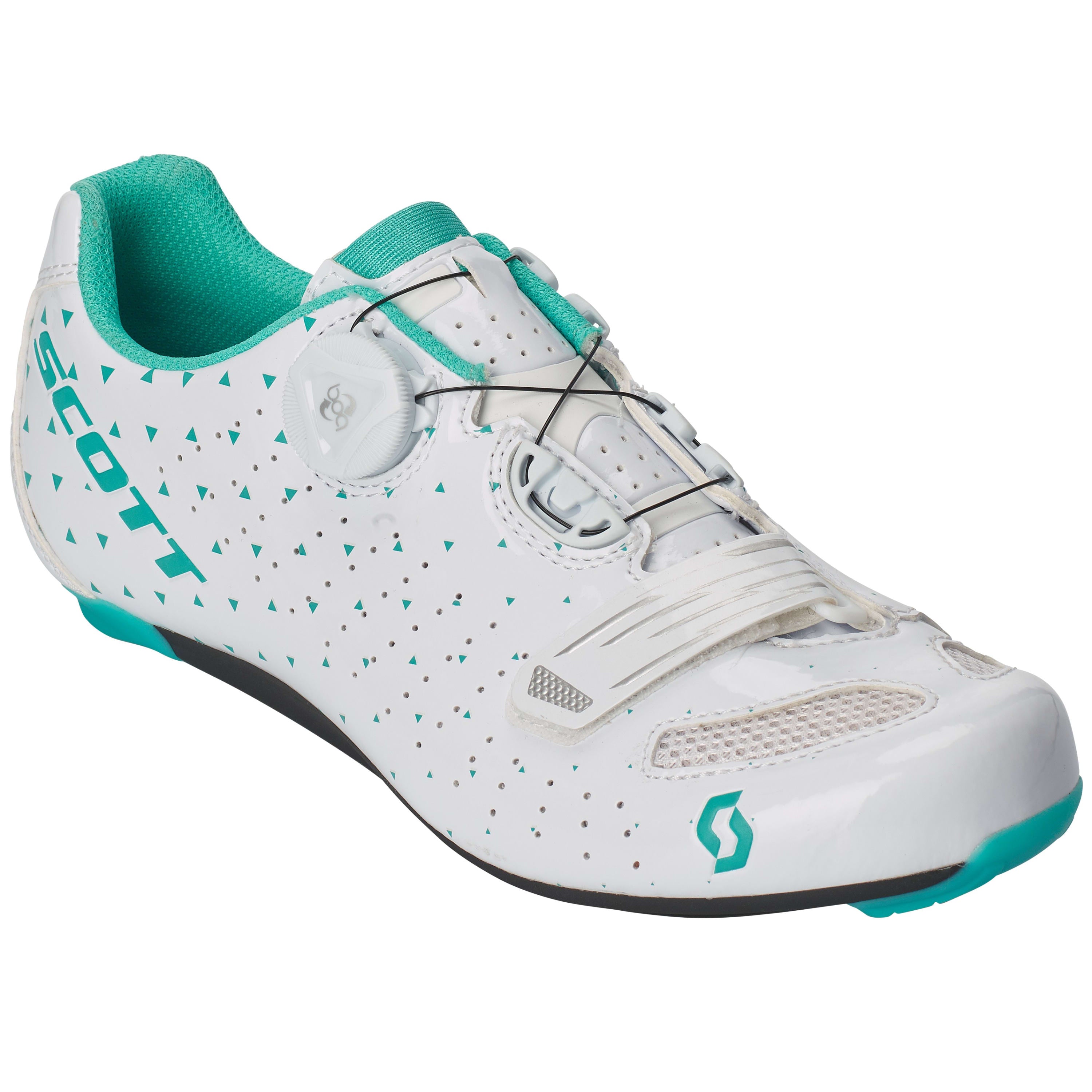 Scott Comp Boa Womens Road Shoes - Gloss White / Turquoise Blue