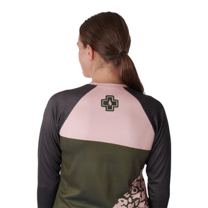 Muc-off Riders Womens Long Sleeve Jersey Leopard - Green / Pink